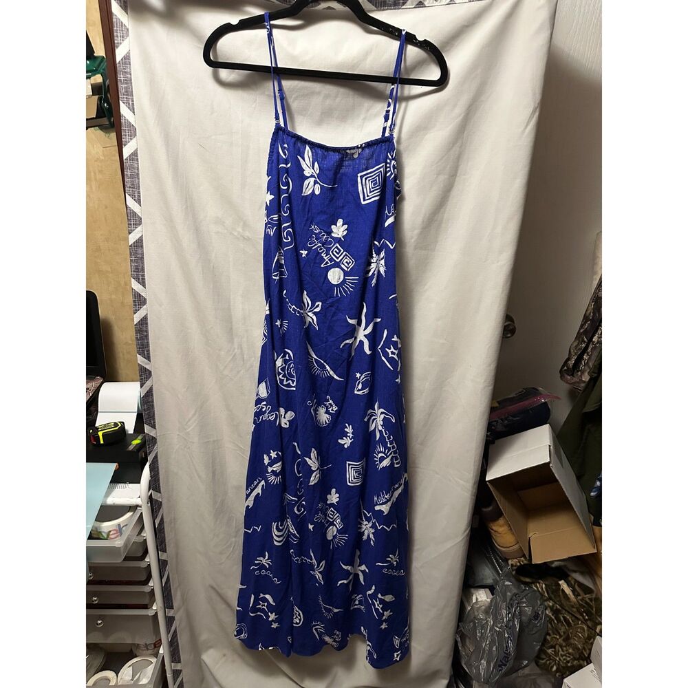 NWT Anthropologie Paper Heart Royal Blue & White Maxi Coastal Slip Dress Medium